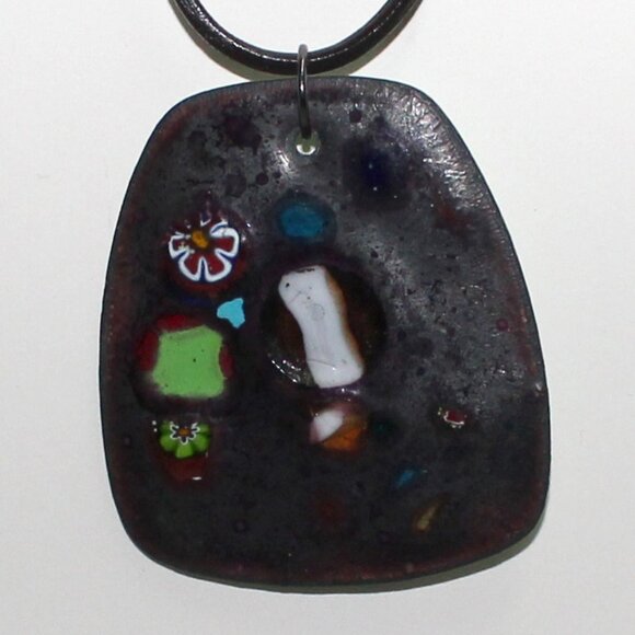 Black Corded Lobster Clasp Necklace With Unique Dark Pendant - Picture 8 of 9